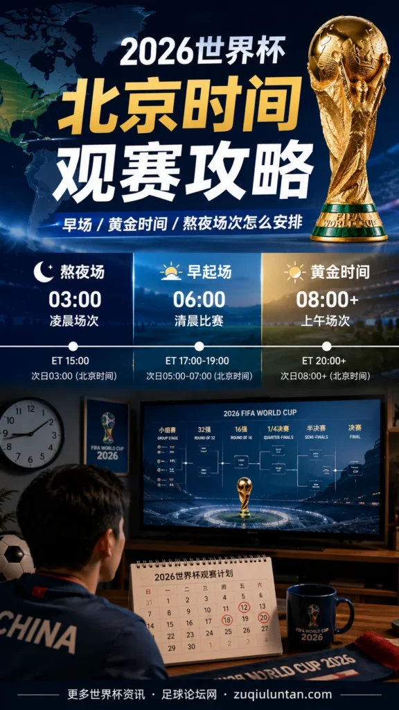 2026世界杯北京时间观赛攻略:早场、黄金时间与熬夜场次怎么安排