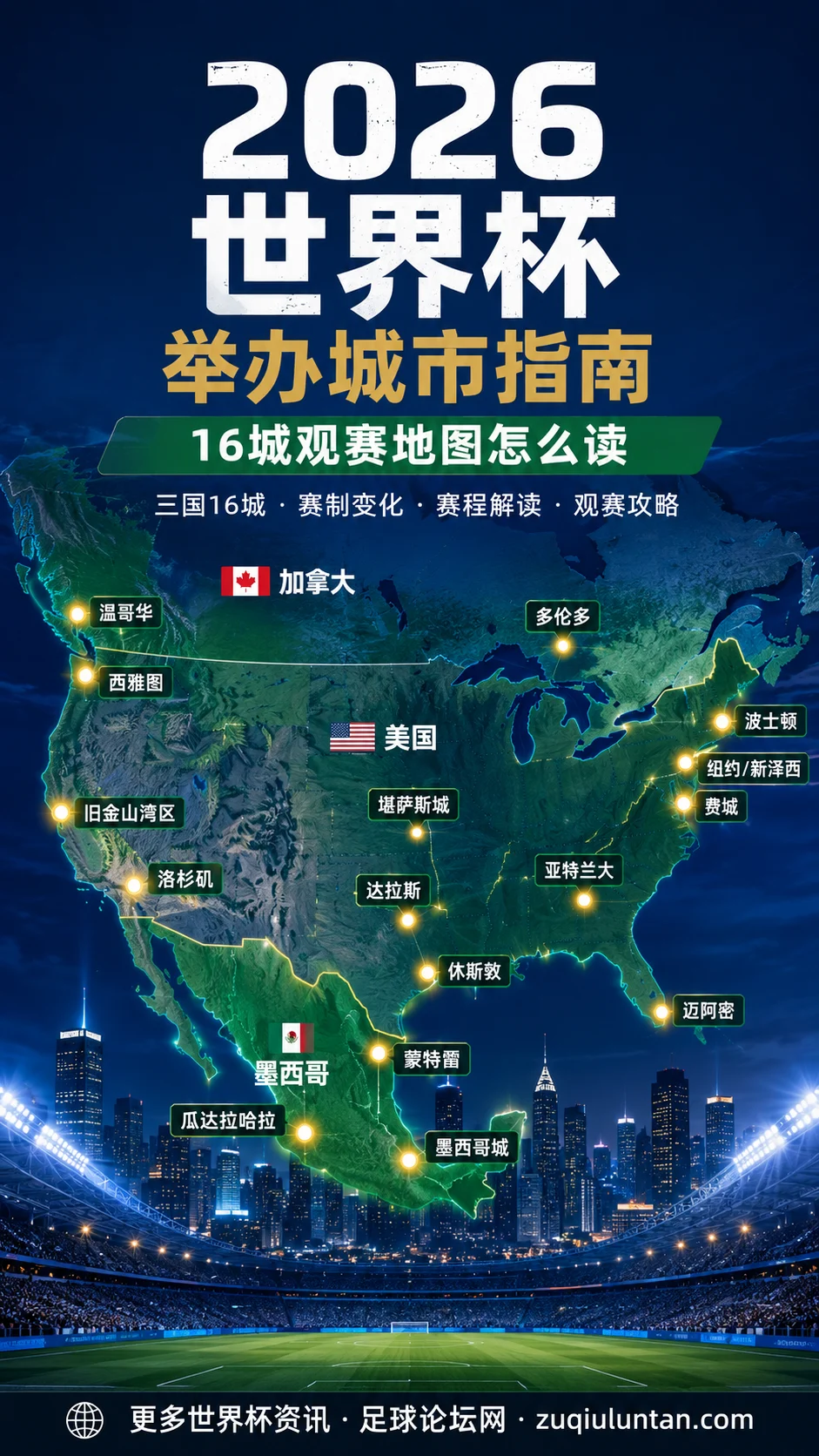 2026世界杯举办城市指南：16城观赛地图怎么读